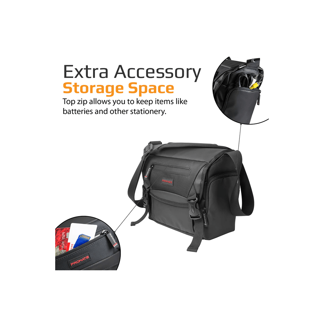 Promate Arco-M Compact DSLR Camera Bag With Adjustable Compartment in Qatar Promate Arco-M Compact DSLR Camera Bag With Adjustable Compartment in Qatar